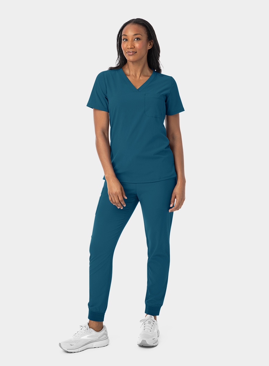 SJ101-Womens-Fitted-One-Pocket-Scrub-Top-Caribbean-25-01