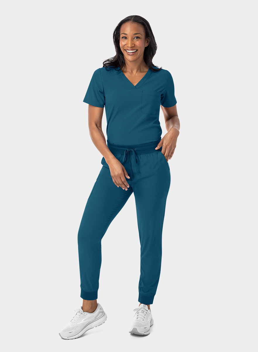SJ101-Womens-Fitted-One-Pocket-Scrub-Top-Caribbean-25-03