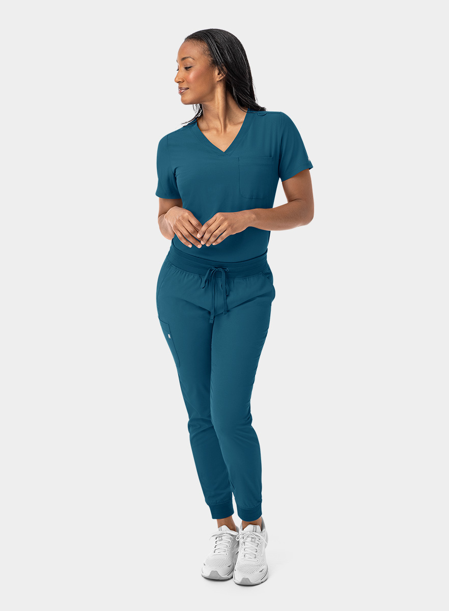 SJ101-Womens-Fitted-One-Pocket-Scrub-Top-Caribbean-25-04