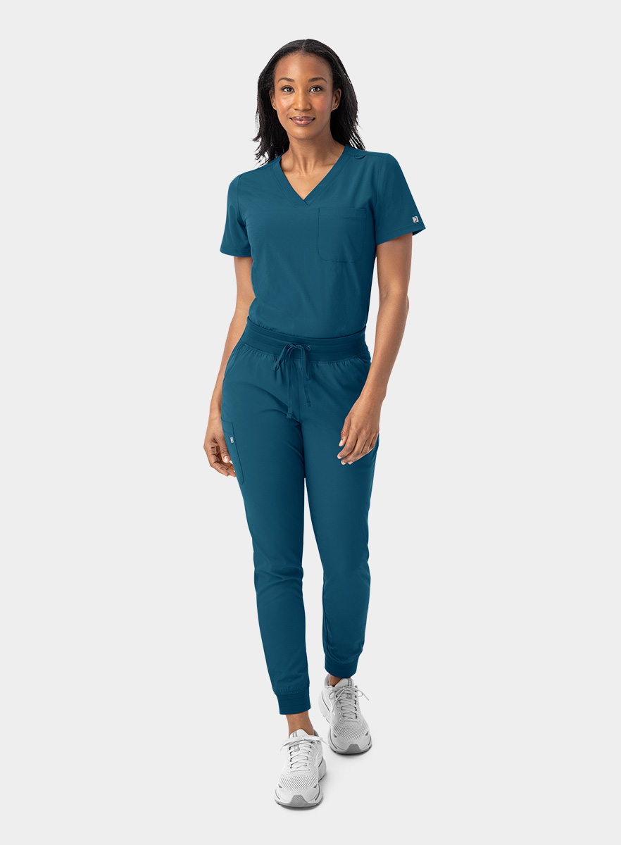 SJ101-Womens-Fitted-One-Pocket-Scrub-Top-Caribbean-25-05