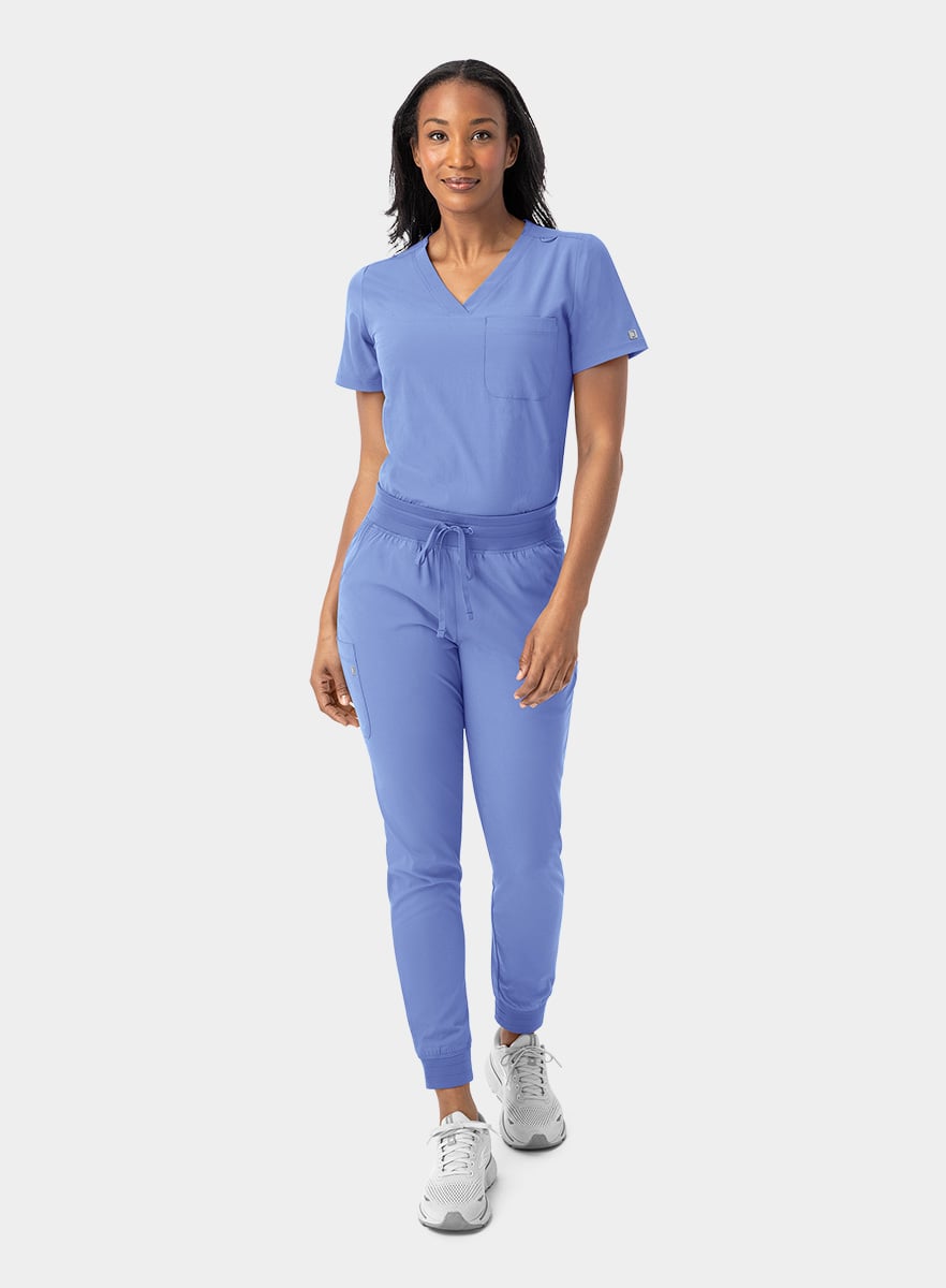 SJ101-Womens-Fitted-One-Pocket-Scrub-Top-Ciel-Blue-25-05