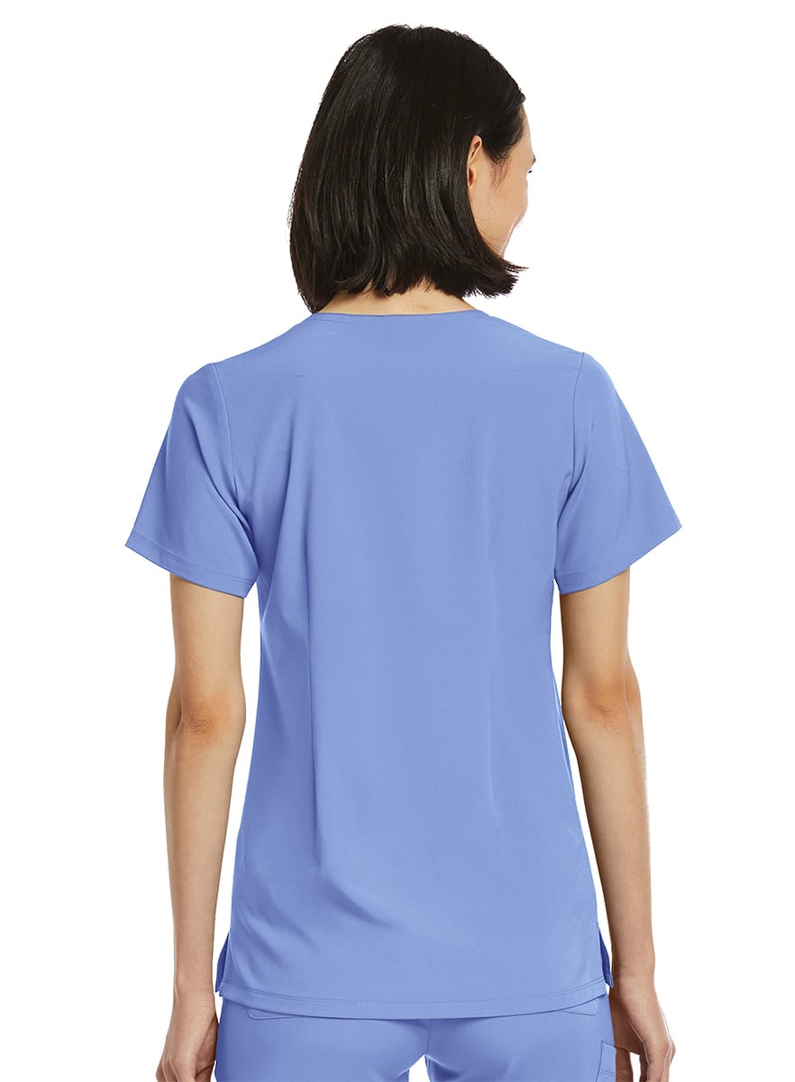 SJ101-Womens-Fitted-One-Pocket-Scrub-Top-Ciel-Blue-3