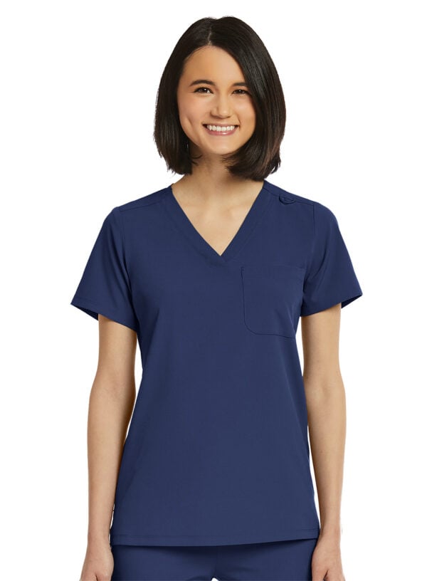 SJ101-Womens-Fitted-One-Pocket-Scrub-Top-Navy-1