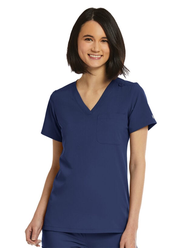 SJ101-Womens-Fitted-One-Pocket-Scrub-Top-Navy-2