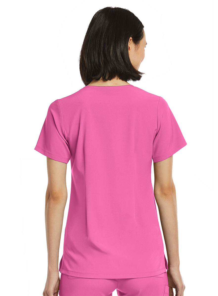 SJ101-Womens-Fitted-One-Pocket-Scrub-Top-Pink-Pop-3