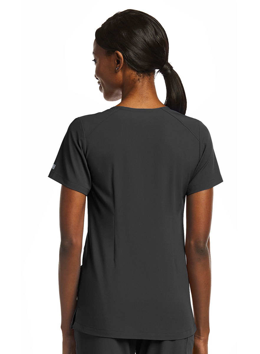 SJ102-Womens-Fitted-Two-Pocket-Scrub-Top-Black-2