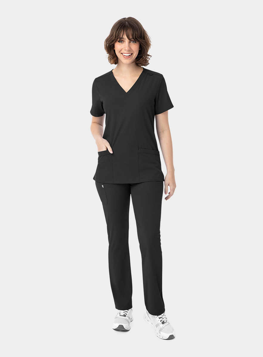 SJ102-Womens-Fitted-Two-Pocket-Scrub-Top-Black-25-01