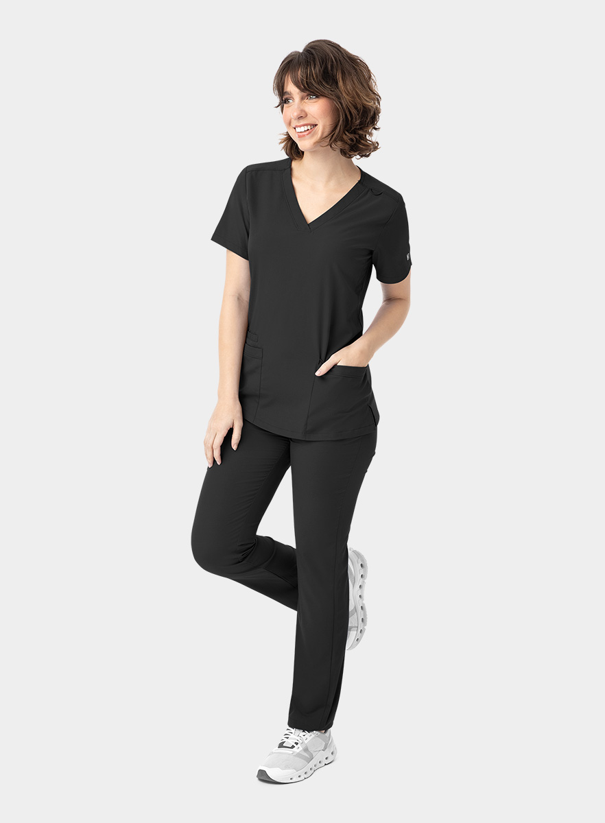 SJ102-Womens-Fitted-Two-Pocket-Scrub-Top-Black-25-02