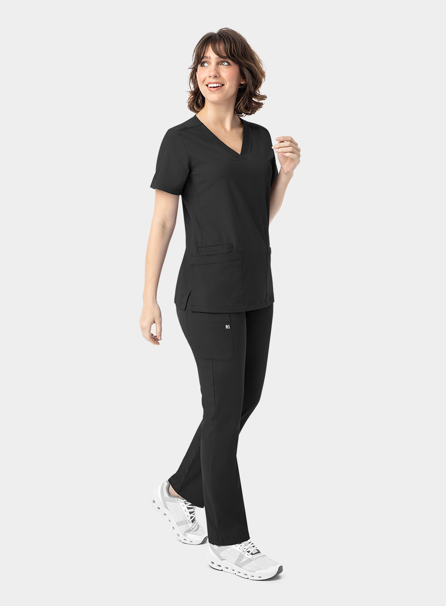 SJ102-Womens-Fitted-Two-Pocket-Scrub-Top-Black-25-04