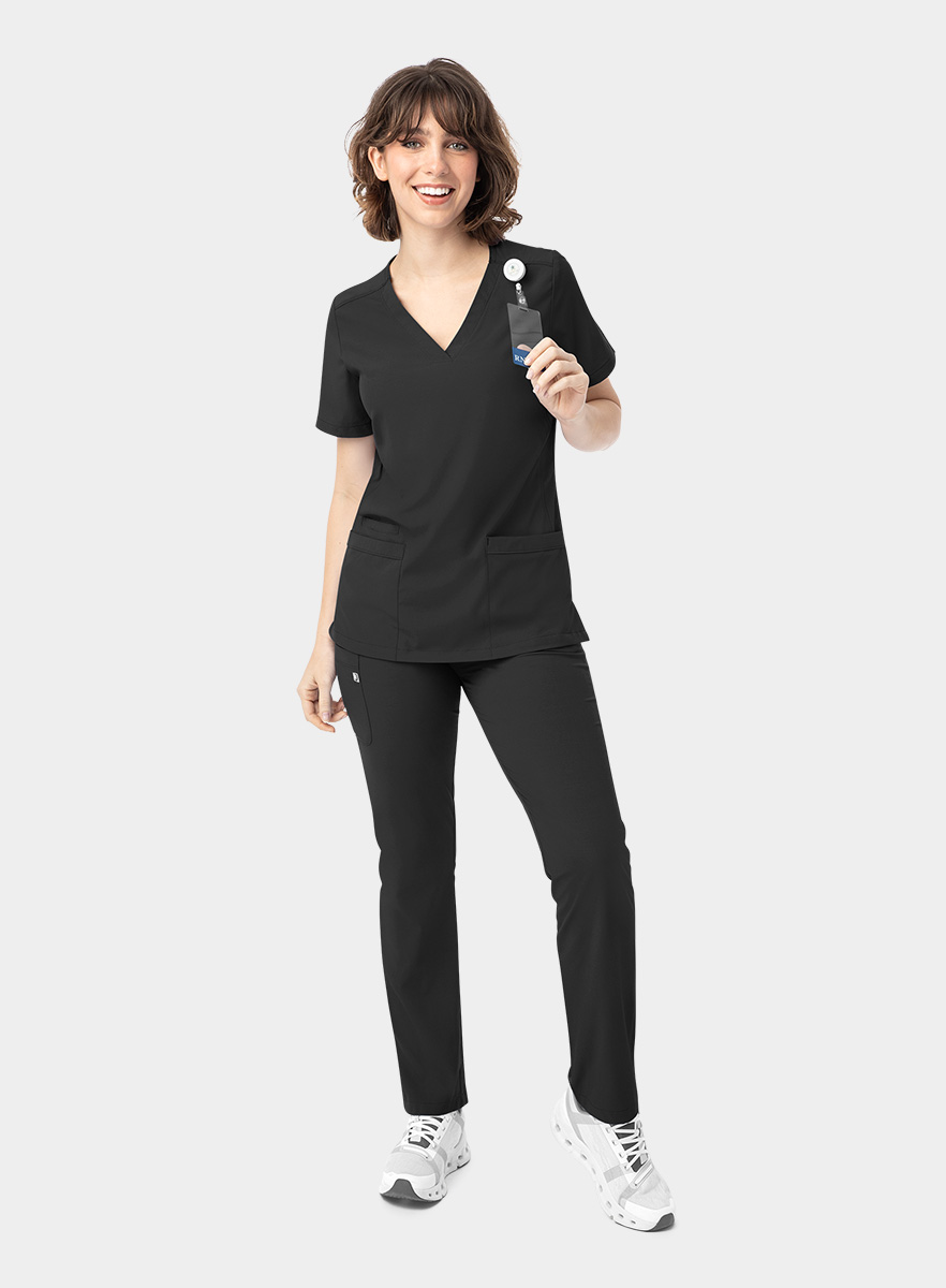 SJ102-Womens-Fitted-Two-Pocket-Scrub-Top-Black-25-05