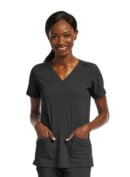 SJ102-Womens-Fitted-Two-Pocket-Scrub-Top-Black-3