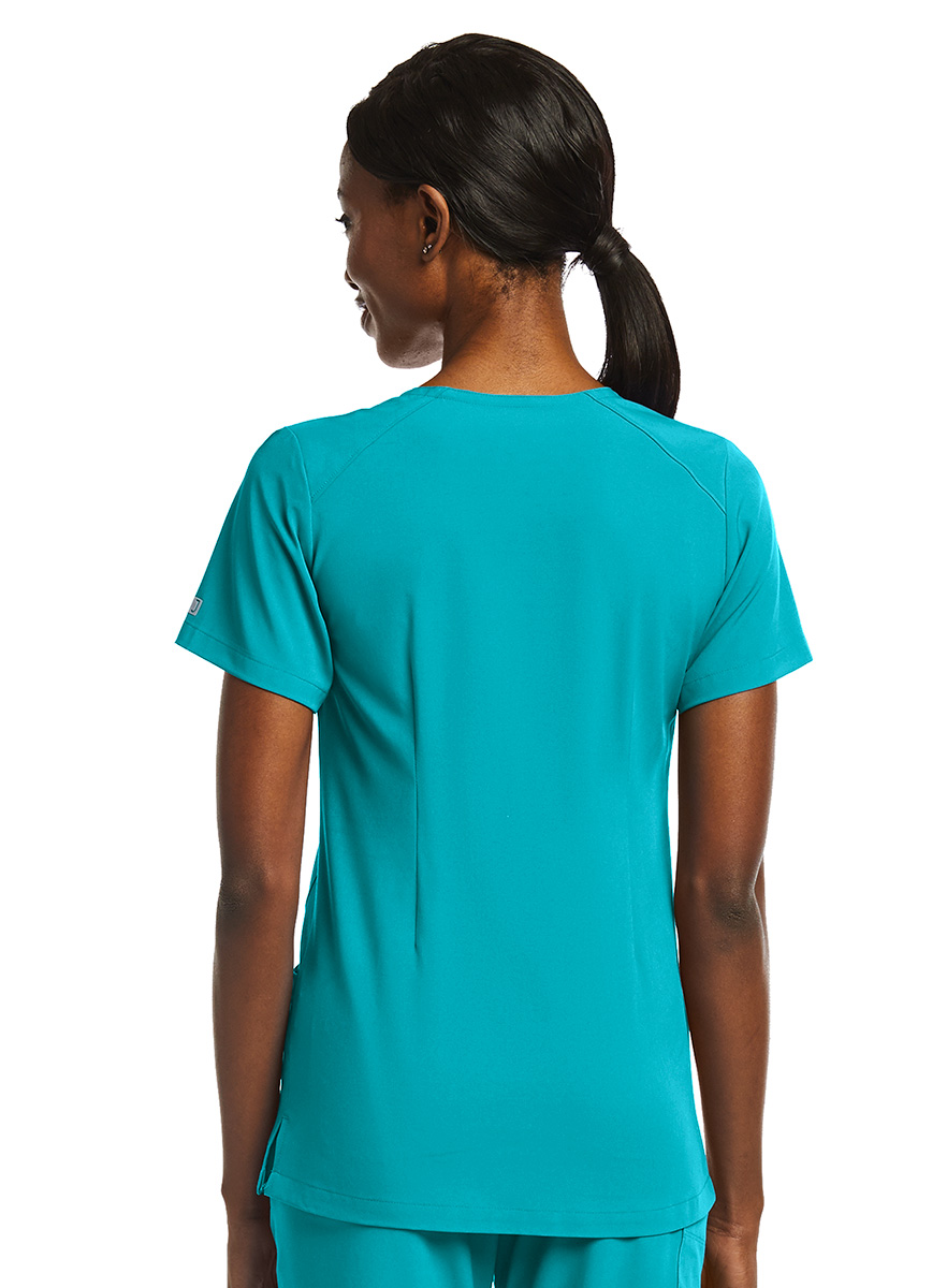 SJ102-Womens-Fitted-Two-Pocket-Scrub-Top-Teal-2
