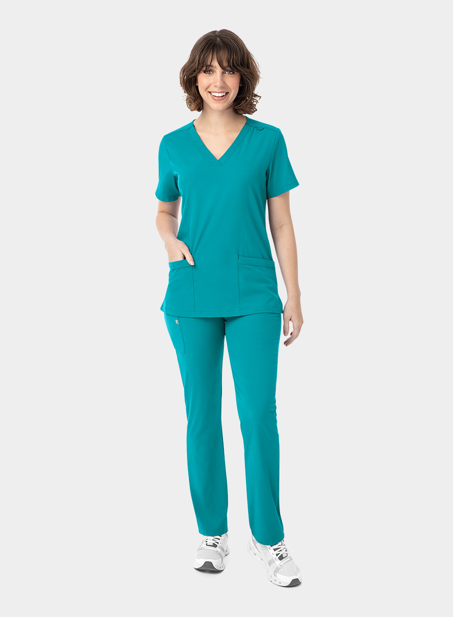 SJ102-Womens-Fitted-Two-Pocket-Scrub-Top-Teal-25-01