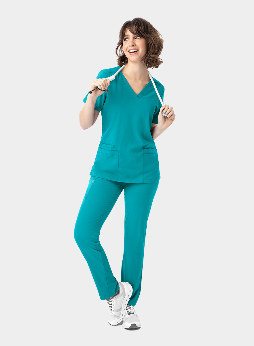 SJ102-Womens-Fitted-Two-Pocket-Scrub-Top-Teal-25-03