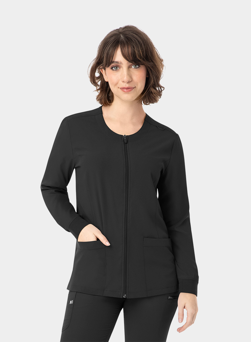 SJ302-Womens-Zip-Front-Scrub-Jacket-Black-01
