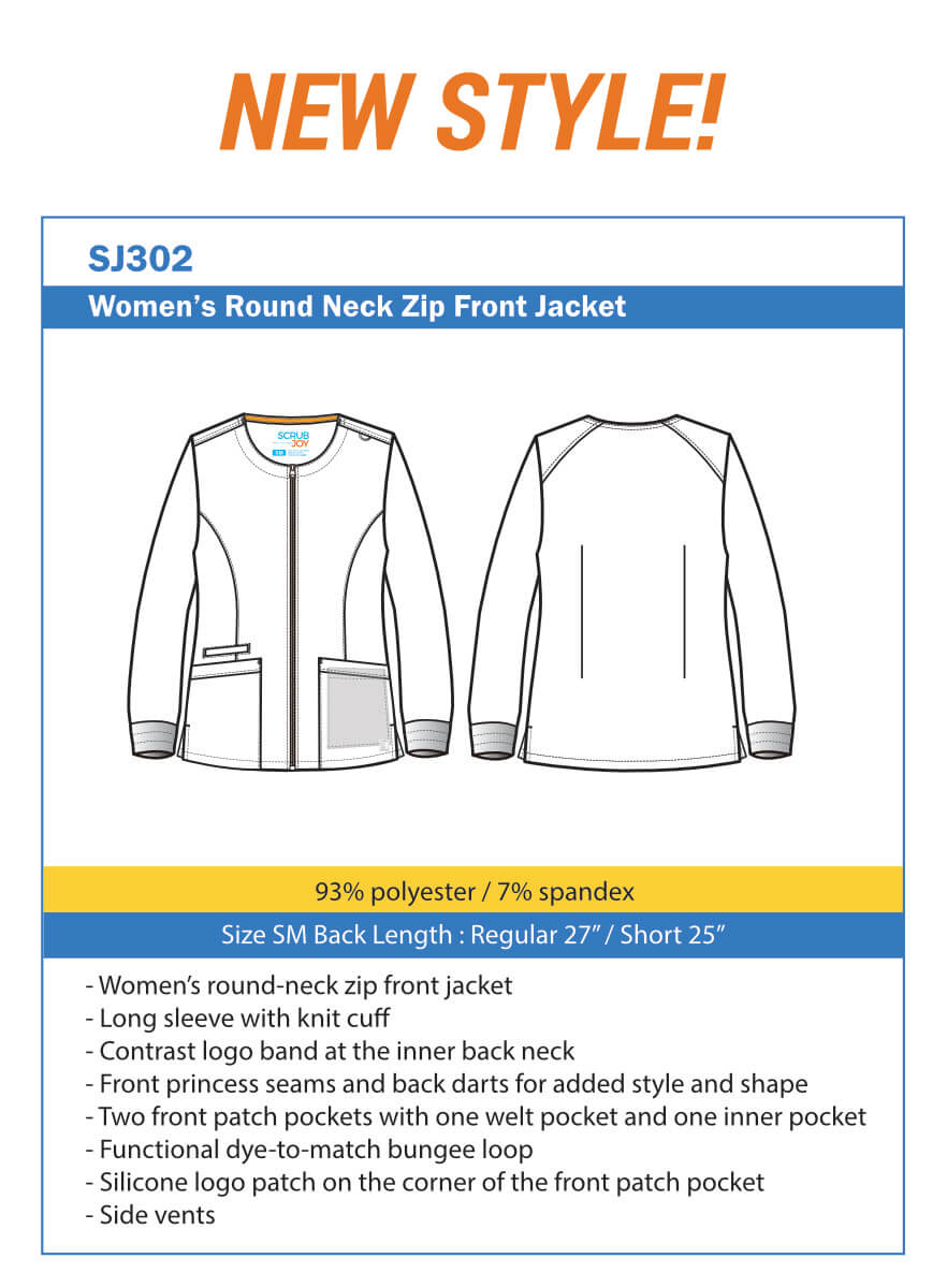 SJ302-Womens-Zip-Front-Scrub-Jacket-Drawing