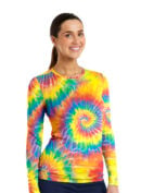 SJ401 - Women's Long Sleeve Scrub Undershirt - Rainbow Tie-Dye 01 SJ401 - Women's Long Sleeve Scrub Undershirt - Rainbow Tie-Dye 01