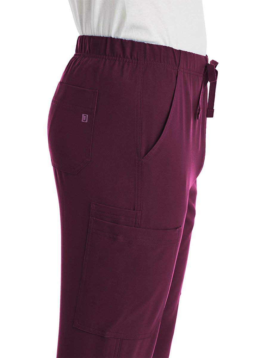 SJ602 Fit-4-All Cargo Jogger Scrub Pant - Wine - Side SJ602 Fit-4-All Cargo Jogger Scrub Pant - Wine - Side