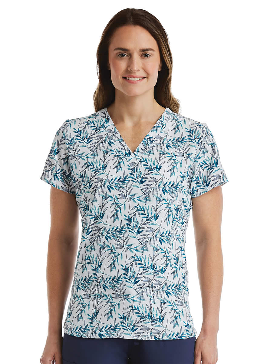 SJP1 - Women's Print Scrub Top - Willow - Front