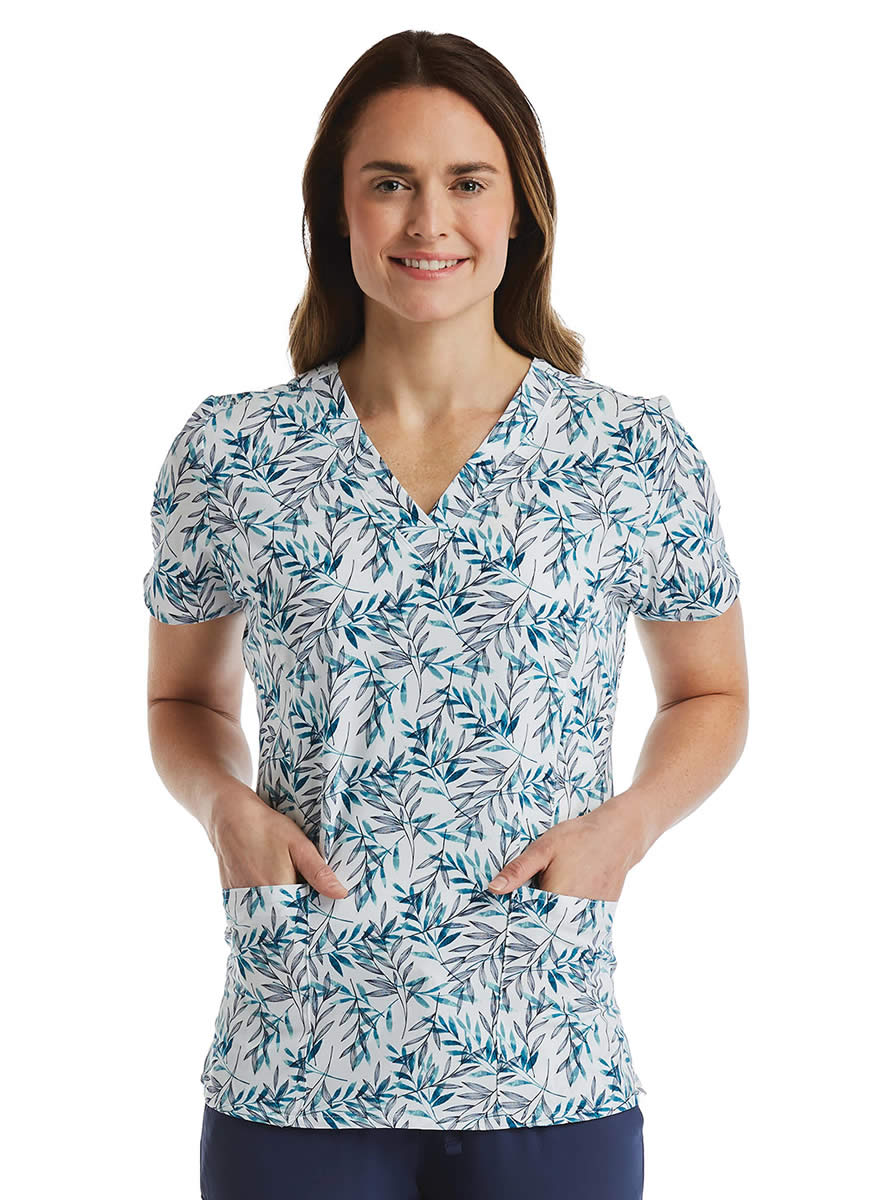 SJP1 - Women's Print Scrub Top - Willow - Pocket