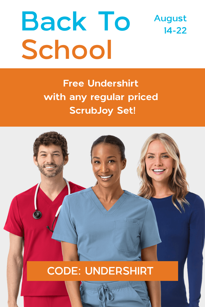 Back To School - Free Undershirt with any regular priced ScrubJoy Set! Code: UNDERSHIRT
